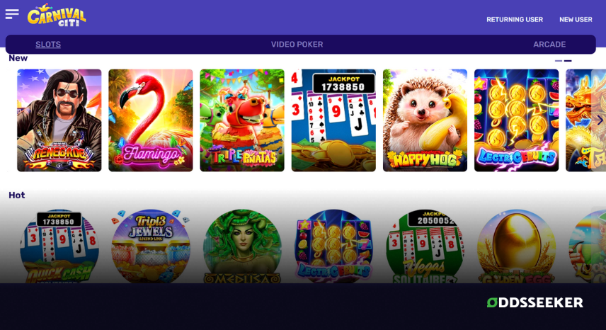 A screenshot of the desktop casino games library page for Carnival Citi